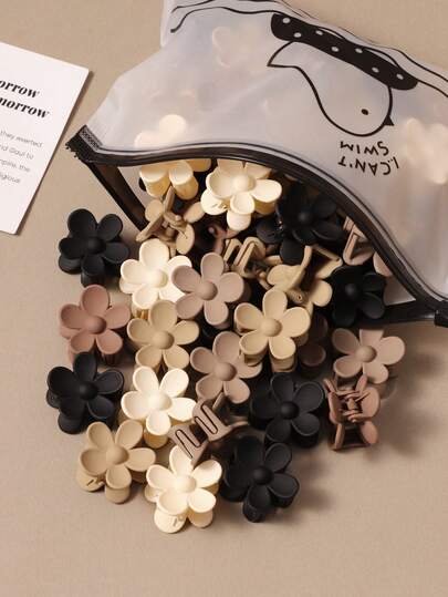 10/20/30pcs Coffee Color Camellia Flower Hair Clips, Elegant Hair Claw Claws For Women, Chic Updo Hairstyle Accessories Summer Hair Accessories Beach Claw Clips Vacay