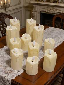 3pcs/Set LED Electronic Simulated Wax Candle Lights, 2026 New Rechargeable Remote Control Candle Atmosphere Lights For Birthday Wedding - Bullet-shaped Three-piece Set - View 2