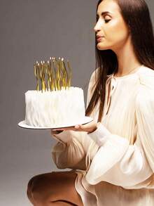 6pcs/12pcs Gold Curved Candles For Birthday, Anniversary, 1st Birthday Party Cake Decor - Gold - View 9