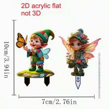 Bộ 2 cọc trang trí sân vườn hoạt hình bằng acrylic, thích hợp cho chậu hoa, bãi cỏ, sân trong, quà tặng tân gia, hình 2D. - ổ cắm sàn - Xem 6