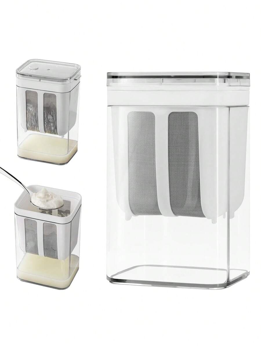Meoky Colador de yogur reutilizable con malla súper fina y tapa - Filtro multiusos para yogur, queso y leche de soja, fácil de limpiar, adecuado para uso doméstico y de restaurante