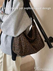 Fashion Leopard Print Handbag, Large Capacity Shoulder Bag, Essential Underarm Bag For Commuting Leopard Print Women's Wallet, Leopard Print Makes A Comeback, Stylish Leopard Print Women's Wallet For Autumn/Winter - 棕色 - 查看 2