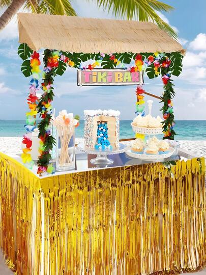 1pc Hawaiian Style Table Skirt/Flag, Hawaiian Party Supplies, Hawaiian Tablecloth, Hawaiian Kitchen Decor, Summer Decoration, Hawaiian Room Decor, Home Decor, Hawaiian Gift, Photo Prop