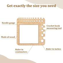 1 thước đo đan bằng gỗ, dụng cụ đo đa năng kiểu cổ điển, phù hợp cho người đam mê móc len, đan len, may vá và các dự án DIY. - A - Xem 3