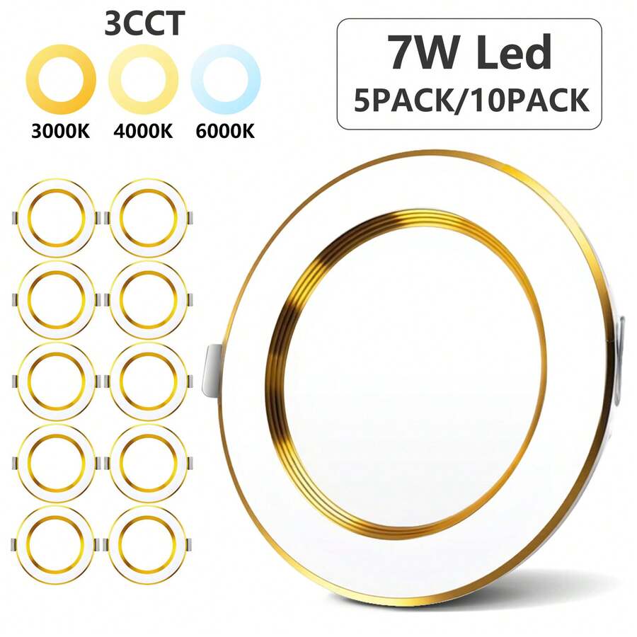 4-Inch Dimmable Ultra-Thin LED Recessed Ceiling Light, 3 Color Temperatures (3000K/4000K/6000K), 7W 650 Lumens Dimmable Downlight With Trim, Suitable For Kitchen, Living Room, Bedroom, Renovation Projects