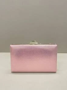 亮片刺绣花卉盒形手拿包，女士时尚亮片拼接手提包，派对晚宴包，随机裁剪，适合女性，适合派对、婚礼、舞会、度假等场合。是派对、婚礼、舞会、晚宴/庆典活动的理想之选，可搭配节日派对礼服、晚礼服和亮片连衣裙。闪亮亮片手提包，女士优雅之选。 - 粉色 - 查看 5