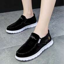 Four-Season Unisex Canvas Slip-On Shoe, Comfortable And Versatile, Low-Top, With A Soft Sole - 黑色 - 查看 4