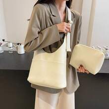 El popular bolso tote informal de gran capacidad para madre e hija de este año, nuevo bolso de hombro informal y sencillo para mujer, otoño-invierno 2024. - Blanco - Ver 3