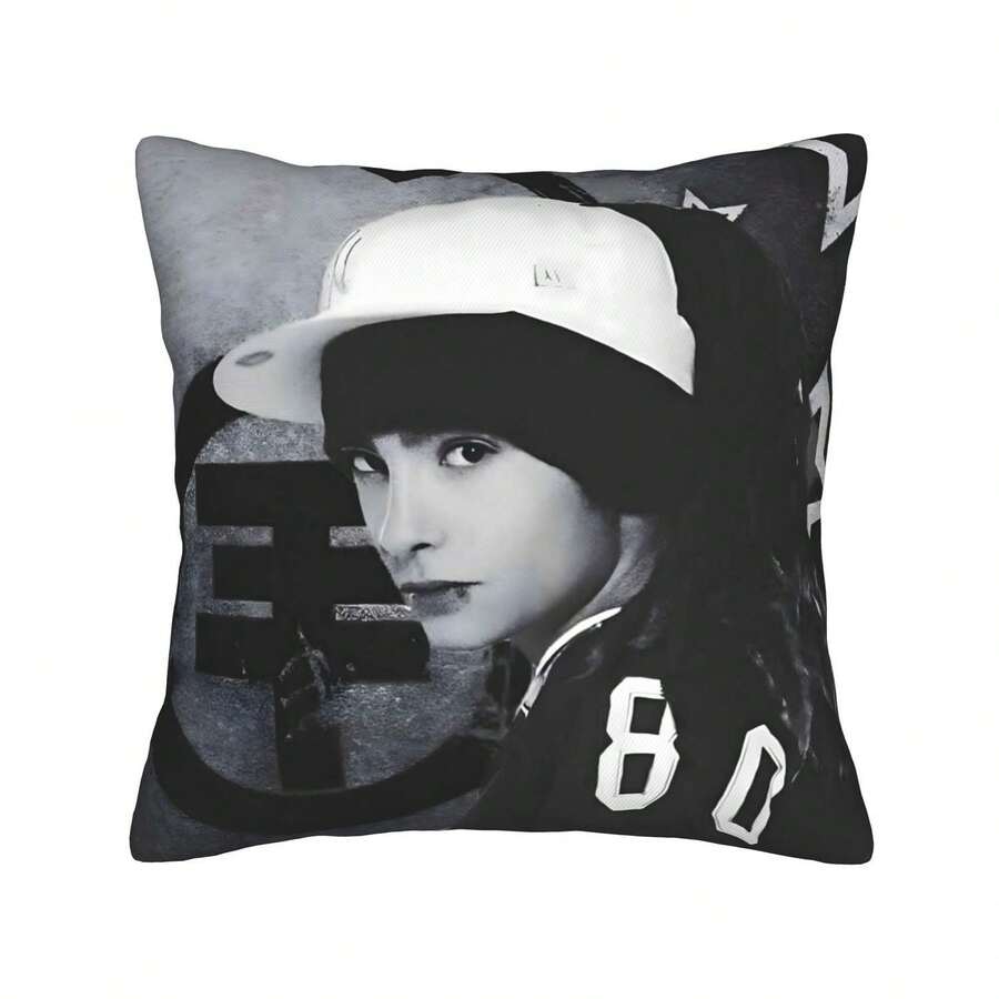 Tom-Kaulitz Fan Accessory Official Portrait Printed Pillowcase - Single-Sided Bed Suitable For Sofa & Bed Decor, Iconic Signature Print For Tokio-Hotel Fans (Machine Washable) - 1PC - 查看 1