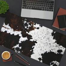 1pc Cowhide Print Large Gaming Mouse Pad,Western Style Extended Desk Mat,Office Desk Accessories Non-Slip Stitched Edge Computer Mat,Rubber Base Laptop Keyboard Pad For Home Office & Gamer,Durable And Spill-Resistant - View 4