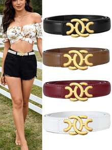 1/2pcs New Women's Summer Simple And Versatile Double C Smooth Buckle Explosive Design Sense Casual Jeans Belt - Multicolor - View 1