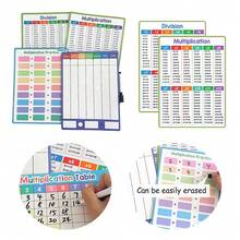 Lachilly Pizarra blanca reutilizable de 8 x 11 pulgadas con tabla de multiplicación y división, de doble cara, ayuda didáctica de matemáticas para niños, estudiantes, maestros, aula, hogar, escuela, pizarra pequeña para el regazo, herramienta de aprendizaje de matemáticas, póster educativo de aprendizaje de juegos de cartas, material didáctico - Multicolor - Ver 3
