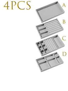 9/1pc High Quality Stackable Velvet Jewelry Tray - Flockless - Durable - Elegant Stackable Jewelry Tray/Stand Drawer Insert Organizer Box For Earrings, Rings, Necklaces & Other Jewelry - Fashionably Organize Your Jewelry - Multicolor - View 23