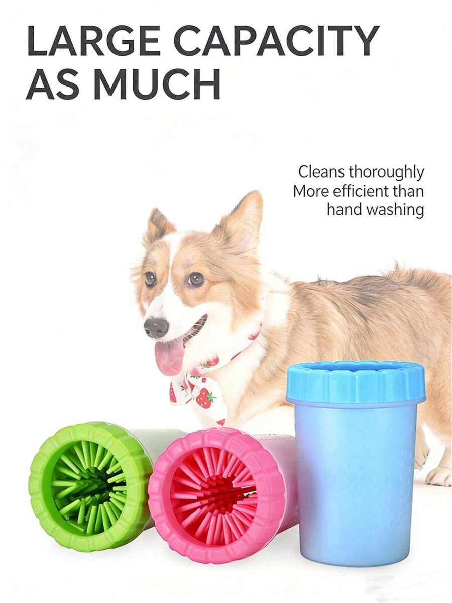 1pc Portable Pet Foot Cleaning Cup, Dog Cat Paw Cleaner Tool, 4.33in*3.54in - Multicolor - View 1