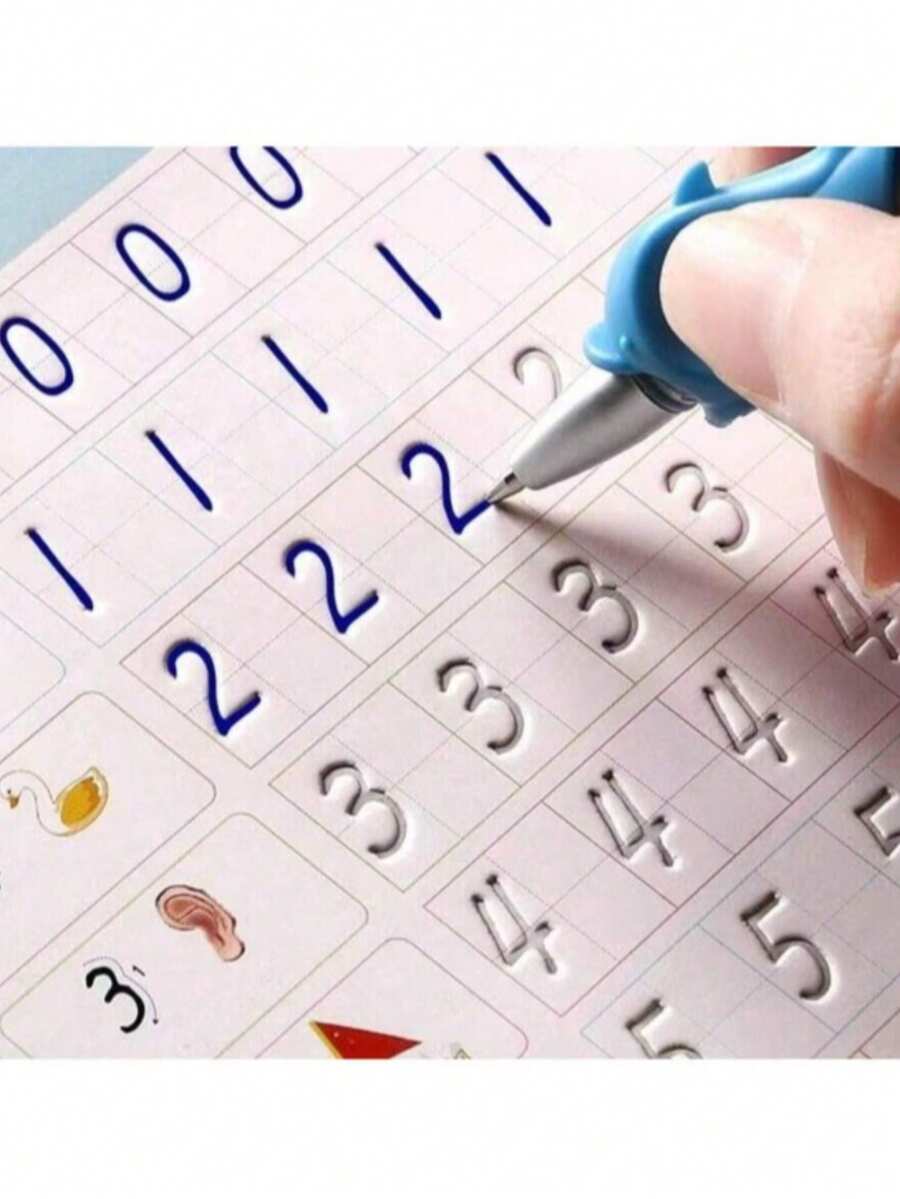 1 buc/4 buc Caiet de practică pentru scris de mână magic reutilizabil, caiet de trasare a caligrafiei, potrivit pentru copii, ideal pentru cadouri de sărbători, cadouri de papetărie, rechizite de învățare, cadouri de ziua de naștere, Crăciun - nu este nevoie de pix, se poate scrie cu un pix obișnuit (culoare și detalii aleatorii) - Multicolor - Vizualizare 1