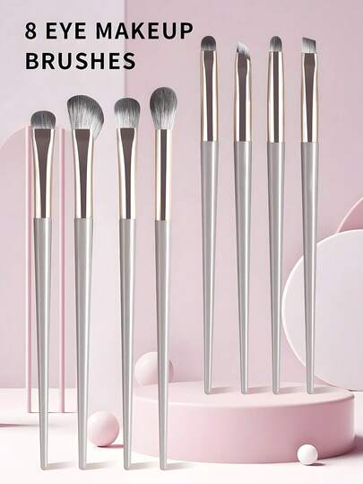 8pcs Portable Multi-Functional Makeup Brush Set, Suitable For Face And Eyes, Includes Blending Brush, Eyebrow Brush, Detail Brush, Etc. This Set Contains 8 Makeup Brushes, An Ideal Choice For Makeup. Additionally, It Is Also A Professional Makeup Brush Set.
