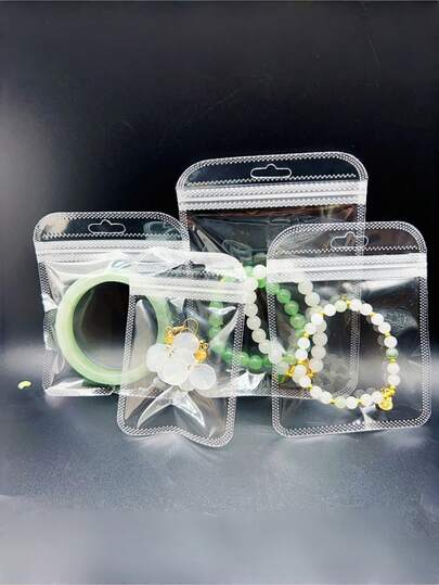 50个高清拉链自封袋，透明PP袋，防氧化，圆角塑料袋，适用于珠宝和日常用品的包装和储存。