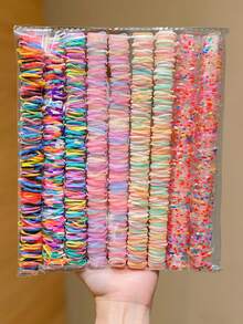 Random 999/2000/3000/5000pcs Multicolor Rainbow Hair Ties, Suitable For Children's Daily Use/Hairstyle Styling/Braiding - Multicolor - View 3