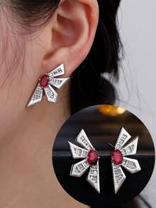 1 par de pendientes de mujer, diseño asimétrico de lujo con circonita sintética, versátil para uso diario, adecuado como regalo - arete - Ver 14