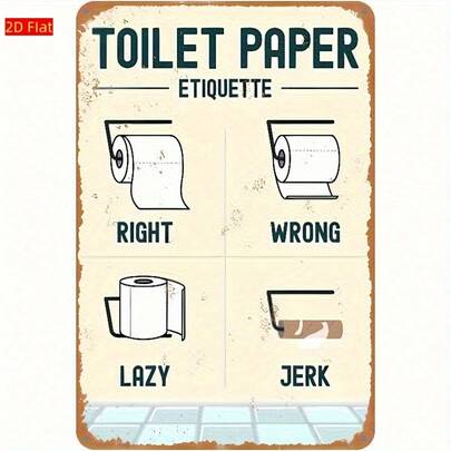 2D Flat Wooden, 30cm X 20cm (12in X 8in) Toilet Paper Etiquette Decor, Home Decor, Indoor Living Room Wall Sign, Bedroom Art Wall Decor, Yard Garden Wall Decor, Wall Decor, Bathroom Wall Sign