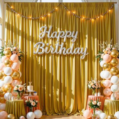 White Glitter Backdrop Cloth For Party, Wrinkle-Free Satin Photo Background Curtain, Suitable For Wedding, Birthday, Baby Shower Photography Decor