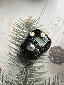 1个/6个/12个/24个装水钻花朵指环计数器，彩色水晶电子数字显示计数戒指，手动机械式人流/交通流量计数器，跑步运动圈数计数器，减压按钮计数器，祈祷/礼拜计数器 - 彩色 - 查看 22