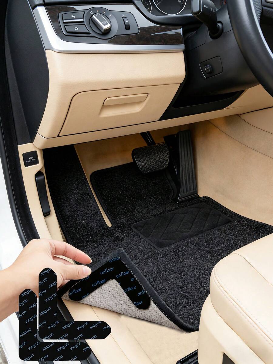 可重复使用的防滑汽车脚垫胶带 - 双面粘性防滑垫，适用于汽车地毯、家用地毯、沙发垫和床单，隐形地毯防滑胶带