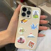 64pcs Vintage Style Japan Travel Watercolor Stickers, Nostalgic Small Items, Architecture, For Scrapbooking, Notebook, Planner,For School Supplies,Back To School - 多色 - 查看 5