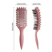 1pc Portable Curly Hair Styling Brush - Nylon Bristles, Detangling & Volumizing Comb For All Hair Types - Multicolor - View 2