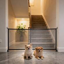 No-Drill Pet Stair Barrier Net, Retractable Home Isolation Net, Prevent Pets From Entering Bedroom - Black - View 9