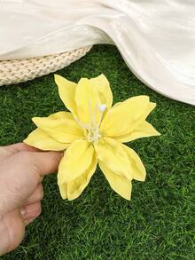 1pc Bohemian Style Artificial Dried Lily Flower Duck Clip, Women's Side Bangs Hair Clip, Beach Vacation Atmosphere Hair Accessory, Claw Clips - Multicolor - View 10