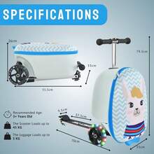 Aafan Ride On Scooter Suitcase With Foldable Design, Smooth Wheels And Spacious Storage - Llama - View 7