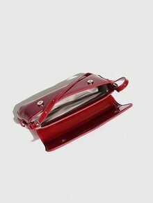 女士单肩包，极简主义女式手提包，酒红色小包，法棍包，简约单肩包，腋下包，托特包，Y2K包 - 紅色 - 查看 5