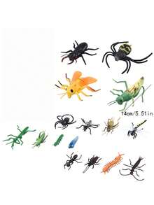 12pcs Forest Wild Insect Animal Model Set, Including Butterfly, Scorpion, Mantis, Cicada, Dragonfly, Suitable For Movable Figurine, Micro Educational Props, Halloween Toys And Gifts - Multicolor - View 2