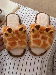 Women's Casual Cute Cartoon Deer Printed Open-Toe Flat Indoor Bedroom Slippers, Autumn Winter - 彩色 - 查看 5
