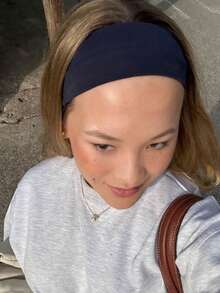 1条运动吸汗头带，跑步健身头巾夏季发饰沙滩发夹度假发夹 - 藏青色 - 查看 7