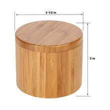 Spice Jar Wooden Round Natural Bamboo Salt Box Container Modern Kitchen Storage Case With Magnet Lid Herb Spice Tools - Wooden - View 6