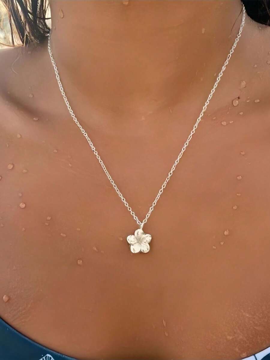 1 chiếc vòng cổ hoa sứ, vòng cổ phong cách Bohemian, mặt dây chuyền hình hoa, vòng cổ hoa Hawaii, mặt dây chuyền hoa sứ, quà tặng trang sức mùa hè - Vòng cổ hoa - Xem 1