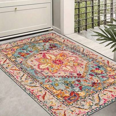 Thảm trang trí ngoài trời phong cách Bohemian - Kiểu Ba Tư, thảm nỉ có thể giặt máy, thích hợp cho sân hiên, sân vườn, trang trí hồ bơi - Thảm trang trí sân hiên ngoài trời, trang trí nhà cửa dịp Giáng sinh.