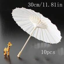 1/6/10支装 西式和欧式婚礼装饰伞，空白白色纸伞，新娘适用，婚礼装饰，创意礼物，生日礼物 - 可作婚礼回礼，日式和中式伞，DIY婚礼和派对装饰，夏季，海滩 - 白色 - 查看 15
