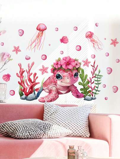 Hình dán tường rùa biển màu hồng dễ thương, chủ đề đại dương độc đáo, chất liệu PVC, tranh dán tường vui nhộn, tự dính, phù hợp cho phòng khách, phòng ngủ, lối vào và các bức tường trang trí khác, áp dụng cho nhiều không gian như tường điểm nhấn phòng ngủ, tường nền phòng khách, tường lối vào, nhà nghỉ gia đình, phòng chủ đề đại dương, khu vực trẻ em thương mại, hình dán tường nghệ thuật dễ thương tự dính.
