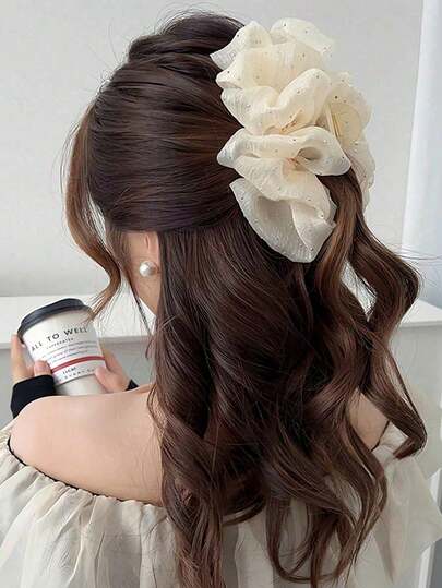 1个/2个优雅高端云朵网纱泡泡发夹，双面网纱星空发夹，时尚发饰，适合女士和女孩，秋冬季节适用，情人节礼物