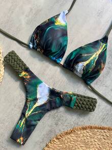 2pcs/Set New Braided Brazilian Bikini Sexy Swimwear For Women, Summer Beach Wear Vacation - Multicolor - View 9