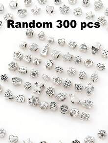 10/30/50/60/80/100/200/300/500/1000pcs Vintage Silver Acrylic Carved Large Hole Beads, Suitable For DIY Bracelet Necklace Jewelry Making Accessories - Silver - View 22