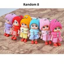 3个/6个/8个可爱迷你针织帽、困惑娃娃、手掌娃娃吊坠钥匙扣和手机挂饰 - 彩色 - 查看 12