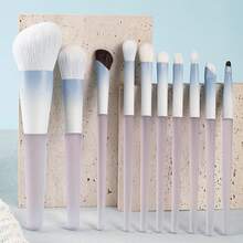 便携式化妆刷套装，10支装，日常旅行必备，包含散粉刷、腮红刷、鼻影刷、眼影刷，刷毛柔软。 - 淺藍色 - 查看 8