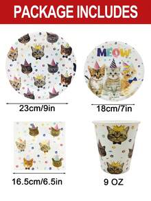 Bộ 10 món đồ dùng tiệc sinh nhật chủ đề mèo, đĩa và khăn giấy dùng một lần hình mèo, thích hợp cho tiệc sinh nhật trẻ em, bao gồm đĩa 7 inch, đĩa 9 inch, cốc giấy dùng một lần 9oz và khăn giấy. Đồ dùng tiệc sinh nhật chủ đề mèo, đĩa và khăn giấy hình mèo con, trang trí bàn ăn lý tưởng cho 10 khách. - Nhiều màu - Xem 2