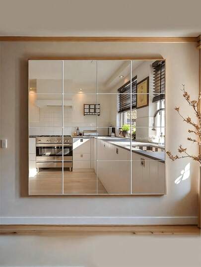 16 مرآة مربعة أكريليك للديكور الذاتي، ملصقات حائط مرآة لاصقة قابلة للإزالة باللون الفضي الحديث، مناسبة لغرف المعيشة والطعام والنوم والحمامات وديكورات الأعياد والحفلات، ديكور المنزل، مرايا تجميل