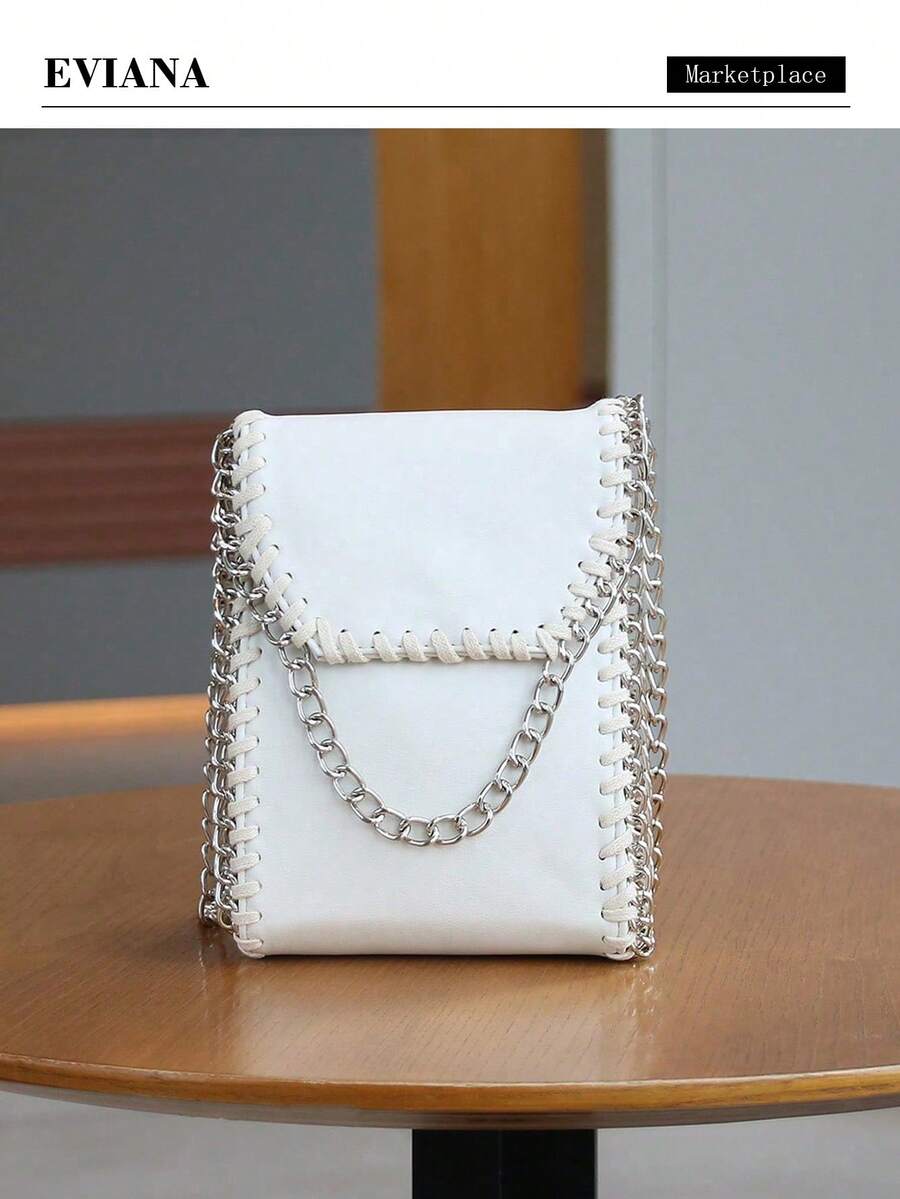 2026 Spring/Summer Fashion New Handbag, Mini Large Capacity Phone Bag, Lightweight Casual Portable Punk Style Niche Design Handmade Drawstring Chain Y2K Shoulder/Crossbody Small Bag - Multicolor - View 1