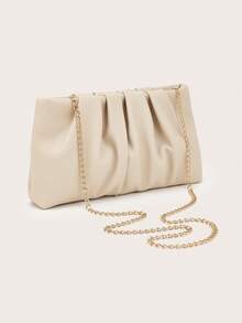 Women's Large Capacity Clutch Bag, Detachable Pu Short Handle,Combination Vintage Bag, Suitable For Matching Women's Ball Gown, High-End Pleated Cloud Bag, Shell Bag, Elegant Ladies Bag, Suitable For Parties, Gatherings, Dates, Balls And Other Occasions - Apricot - View 5